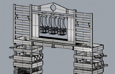 开放式橱柜,货架rhino模型