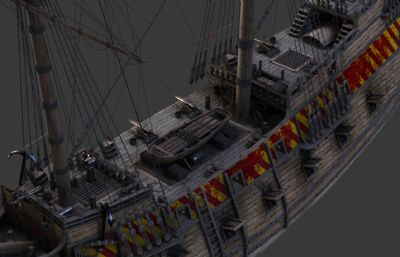 次世代风帆战舰内部构造,多桅帆船,幽灵船剖面