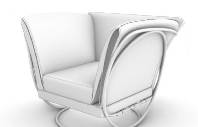圆钢底座的椅子,理发店椅子rhino模型