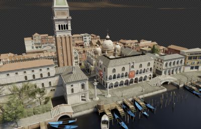 威尼斯水城小镇blender模型