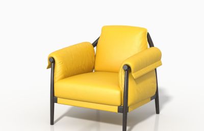 现代黄色软包休闲椅
