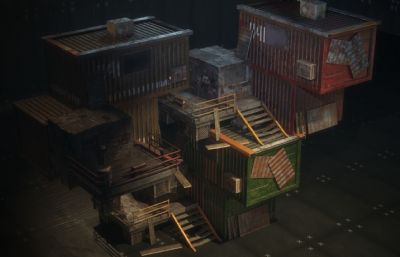贫民窟集装箱房屋 游戏场景 幸存者营地