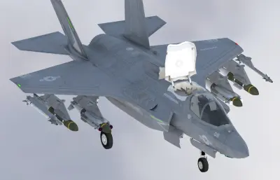 F-35B閃電 Ⅱ隱身戰(zhàn)斗機(jī),帶駕駛艙,掛載武器