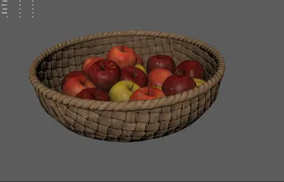 水果 竹編框+蘋果 水果盤