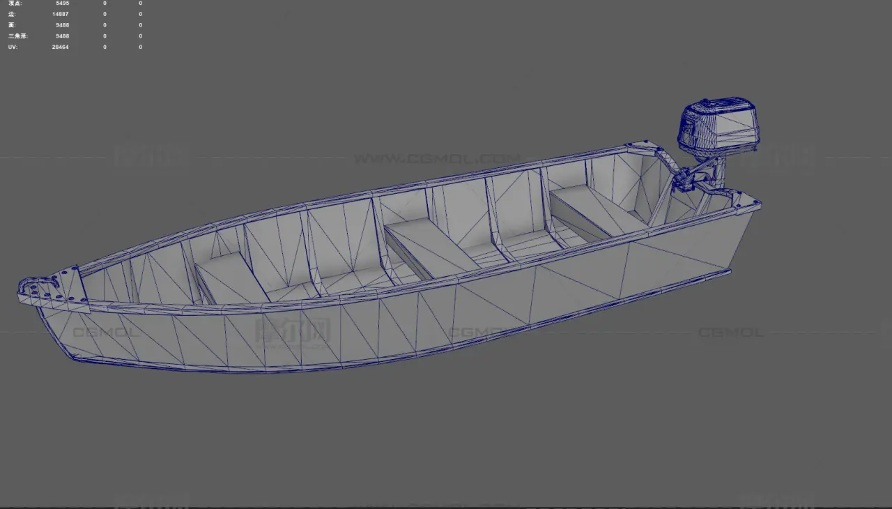 小船快艇 釣魚船 沖鋒艇塌陷模型