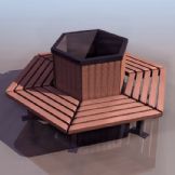公园六边形环形椅模型