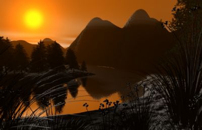 日落风景3D模型