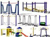 16套室外运动健身器材3D模型