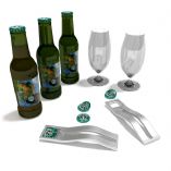 啤酒,酒杯,开瓶器3D模型(高模)