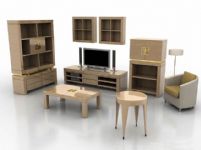 电视柜,衣柜,沙发,壁柜,鞋柜,凳子,茶几木制家具3D模型