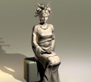 头戴凤冠的古代女子3D模型