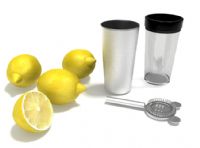 柠檬,调酒杯3D模型