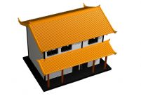 中式阁楼建筑3D模型