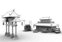 中式古建筑,maya建筑模型