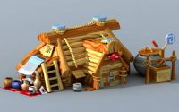 卡通杂货店铺,小木屋3D模型