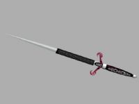 紫色手柄的古代剑,3D古器件模型