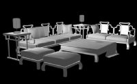 中式沙发组合3D模型