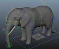 做好绑定的大象模型,maya模型