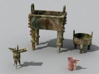 青铜鼎,觥,古代器具,文物3D模型