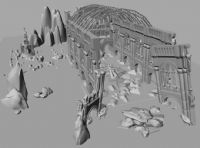 一个教堂的废墟场景,maya模型