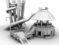 一个场景建筑,亭子,maya模型