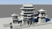 中国古代气派城楼建筑,maya模型