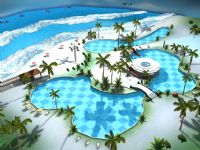 漂亮的沙滩,度假胜地,阳光泳池场景3D模型
