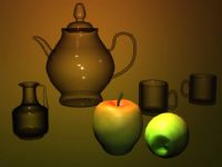 苹果,玻璃杯,透明茶壶,静物素描场景,maya模型
