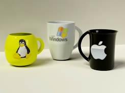 带有腾讯企鹅,微软,苹果LOGO的杯子,咖啡杯3D模型