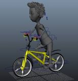 骑自行车的小男孩,maya卡通人物模型(绑定,带骑车动作)