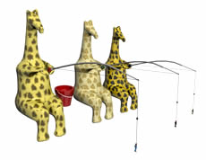 钓鱼的长颈鹿3D模型