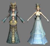 网游天堂2中的2个女角色,3D游戏角色模型