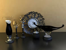 钟表,玻璃杯,艺术品,装饰品3D模型