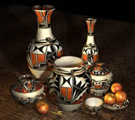 苹果,陶罐,陶器,花纹陶瓷艺术品3D模型
