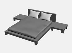 简易双人床3D模型