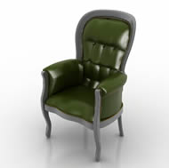 绿色真皮沙发椅,椅子3D模型