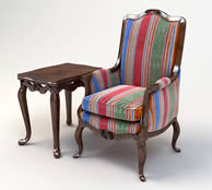 欧式条纹椅子,茶几组合3d模型