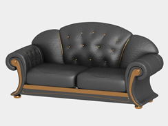 老式皮质双人沙发3D模型