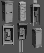 各类电话亭3D模型