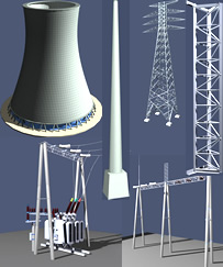 电塔,变压器,电线杆,高压设备3d模型
