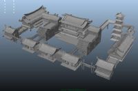 古建,古代建筑,中式建筑,寺庙,建筑群3D模型(mb格式)