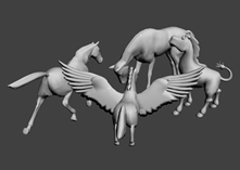 四匹马,飞马,天马3d模型