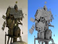 仿造设计的一个风车房子maya模型