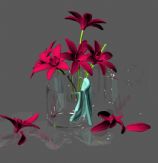 玻璃瓶和百合花组合3D模型