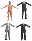 现实人体,男人,三套西服,西装3D模型