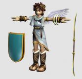 配有盾牌,双刃剑的男孩天使,3d卡通人物模型