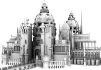 超漂亮的欧式圆顶城堡建筑maya模型