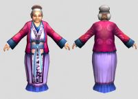 一款游戏中的奶奶NPC角色模型(带骨骼,三套动作)