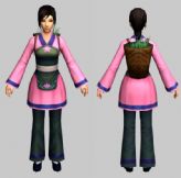 村姑,游戏NPC角色3D模型(带骨骼,三套动作)