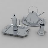 餐盘,热水瓶,暖水瓶,茶壶,茶杯,餐具3D模型
